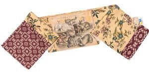 Indoor Outdoor Table Runner Field Day Bunnies 4 Seasons Tan Made in USA 72" NWT